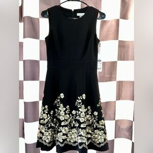 Calvin Klein Womens Petites Embroidered Mini Fit & Flare Dress SIZE 6P